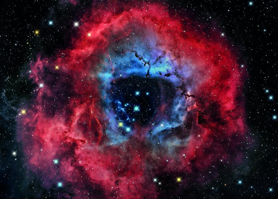 Мъглявината Розета заедно с разсеяния звезден куп NGC 2244 в