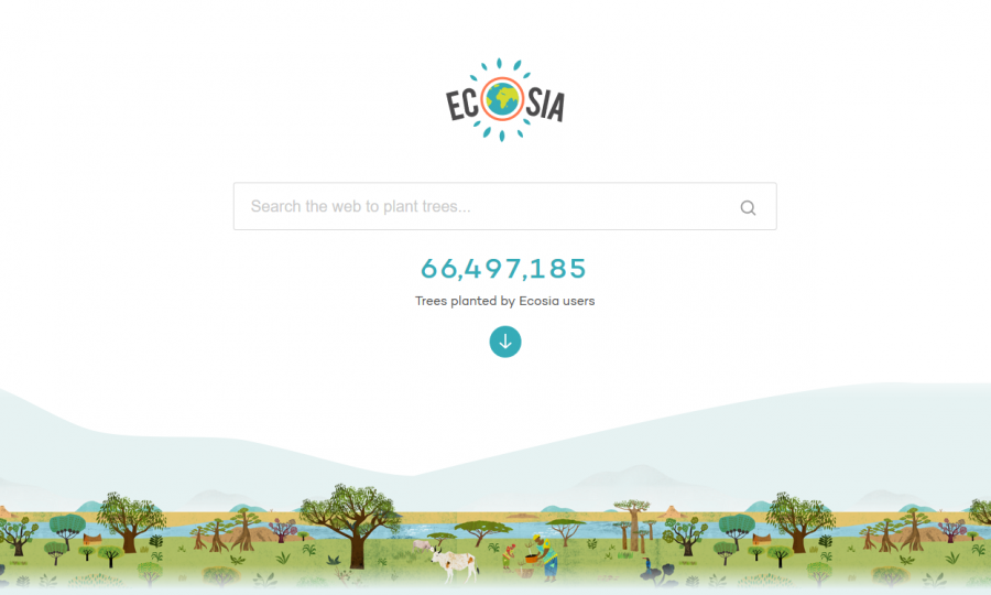 Екозия е онлайн търсачка базирана в Берлин която дарява 80