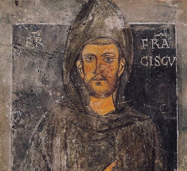 Най-старият портрет на Св. Франциск , стенопис в манастира в Субиако , снимка: