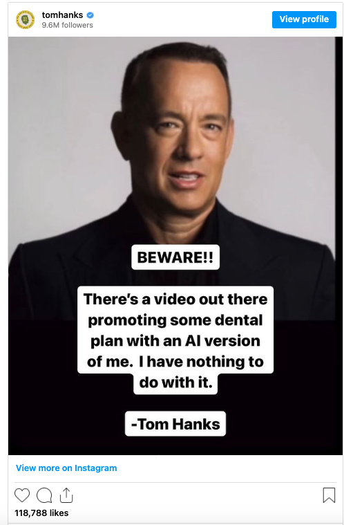 Холивудският актьор Том Ханкс предупреди своите онлайн последователи че образът