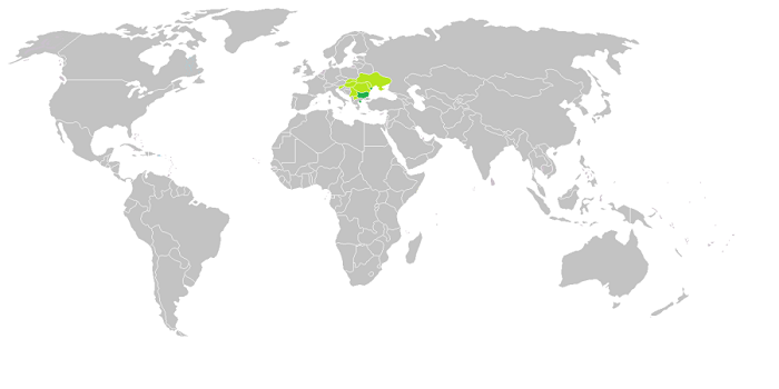 Това е карта на разпространението на българския език, публикувана в Wikipedia, автор:
